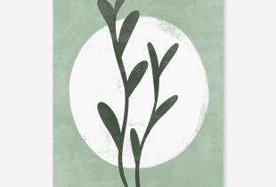 Poster com uma planta verde com um círculo branco  intro